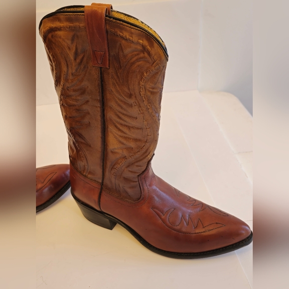 Ramrods Unisex Cowboy Western Pull Up Leather Boots Tan Brown Size 10.5 D - Picture 9 of 17